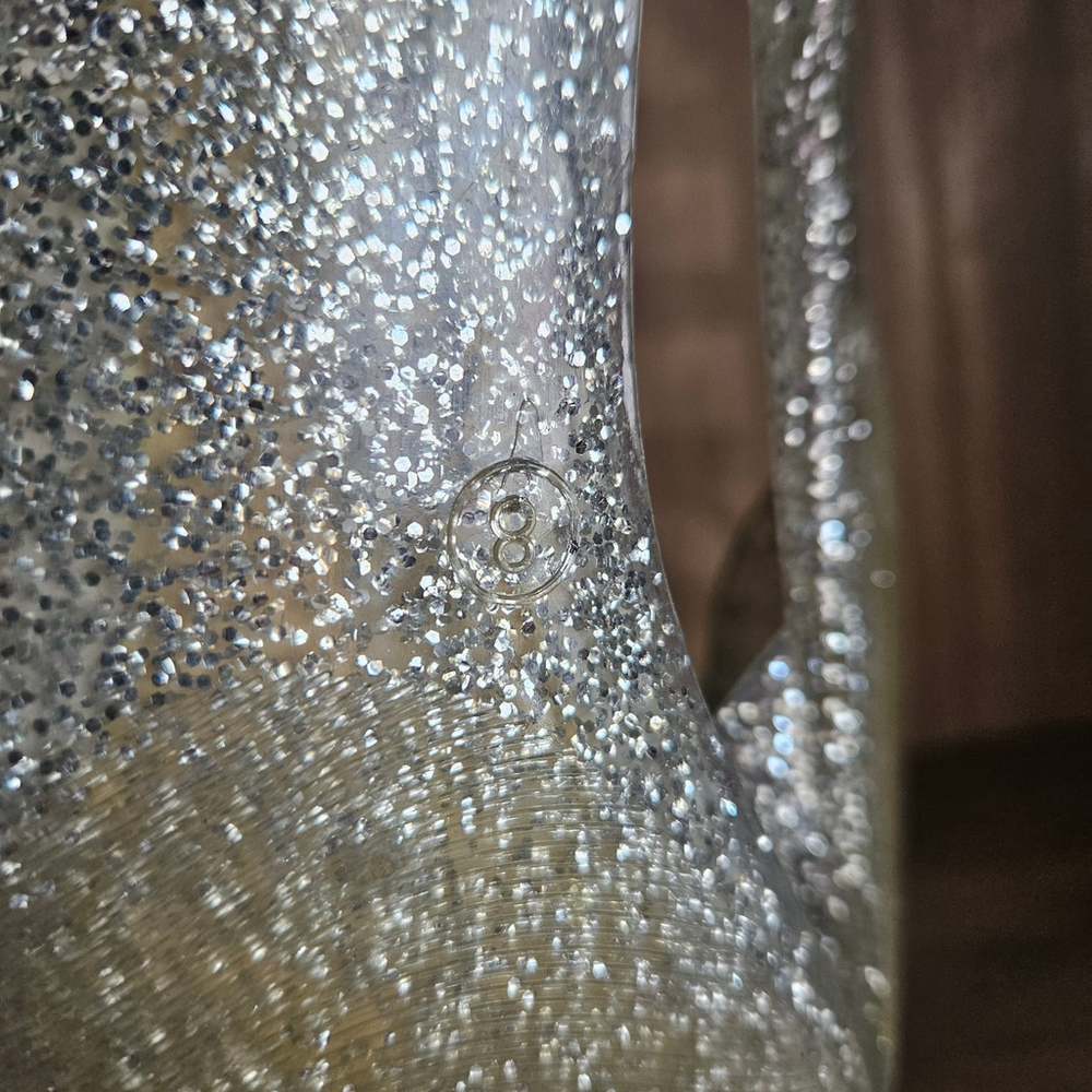 Jeffrey Campbell Havana D'Orsay Silver Glitter Clear Pointed Toe Jelly Flats 8 - Picture 4 of 4